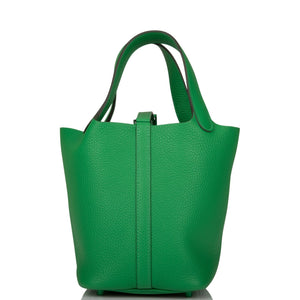 Hermes Monochrome Picotin 18 Bambou Clemence Green Hardware