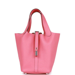 Hermes Picotin 18 Rose Azalee Clemence Palladium Hardware