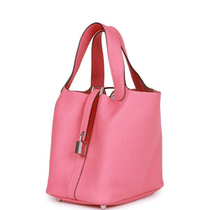 Hermes Picotin 18 Rose Azalee Clemence Palladium Hardware