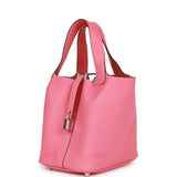 Hermes Picotin 18 Rose Azalee Clemence Palladium Hardware