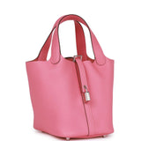 Hermes Picotin 18 Rose Azalee Clemence Palladium Hardware