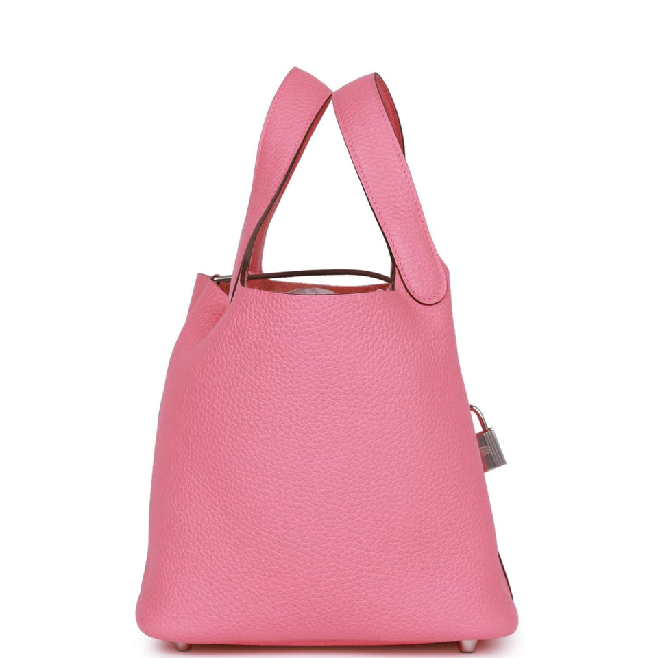 Hermes Picotin 18 Rose Azalee Clemence Palladium Hardware