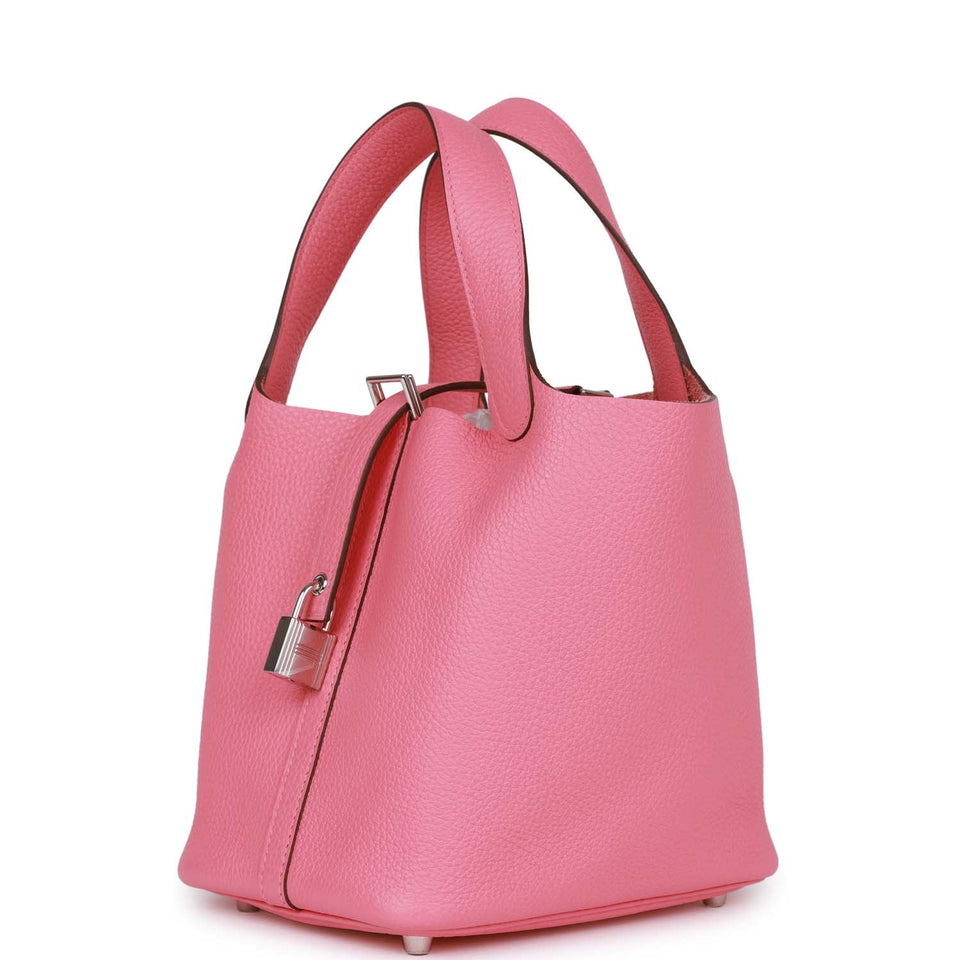 Hermes Picotin 18 Rose Azalee Clemence Palladium Hardware