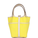 Hermes Picotin Cargo 18 Jaune Citron and Nata Swift and Toile Canvas Palladium Hardware