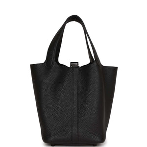 Hermes Picotin 18 Monochrome Black Clemence Black Hardware