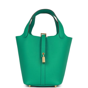 Hermes Picotin 18 Vert Jade Clemence Gold Hardware