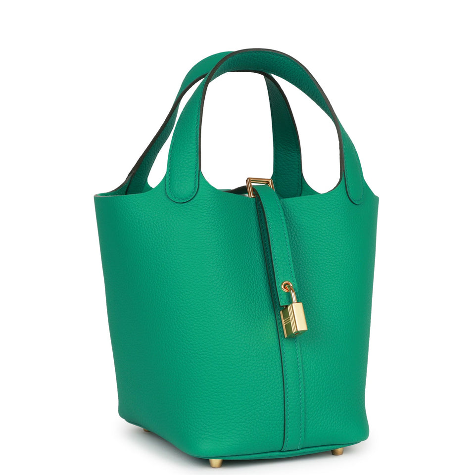 Hermes Picotin 18 Vert Jade Clemence Gold Hardware