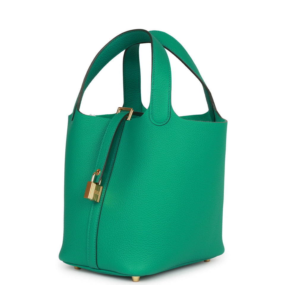 Hermes Picotin 18 Vert Jade Clemence Gold Hardware