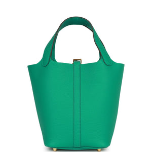 Hermes Picotin 18 Vert Jade Clemence Gold Hardware