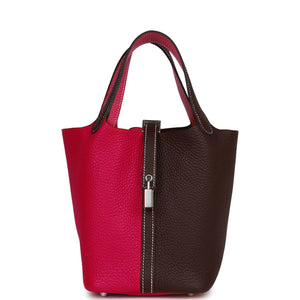 Hermes Picotin Lock 18 Casaque Framboise and Rouge Sellier Clemence Palladium Hardware