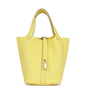 Hermes Picotin 18 Limoncello Clemence Palladium Hardware