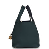 Hermes Picotin Lock 18 Casaque Bleu Nuit and Vert Cypress Clemence Gold Hardware