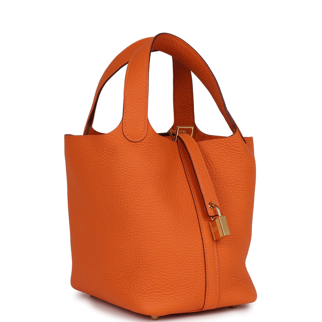 Hermes Picotin 18 Orange H Clemence  Gold Hardware