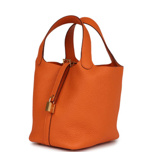 Hermes Picotin 18 Orange H Clemence  Gold Hardware