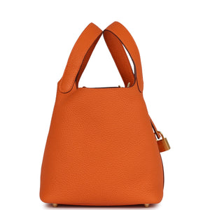 Hermes Picotin 18 Orange H Clemence  Gold Hardware