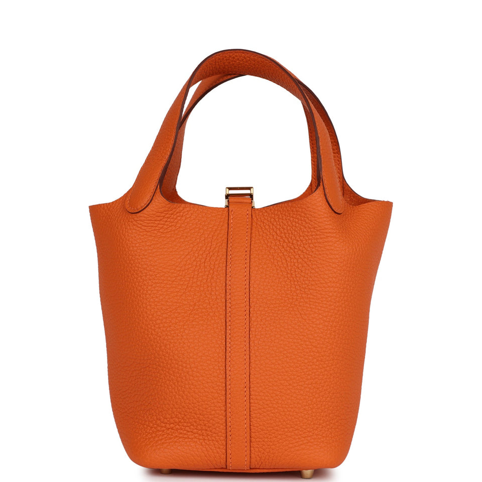 Hermes Picotin 18 Orange H Clemence  Gold Hardware