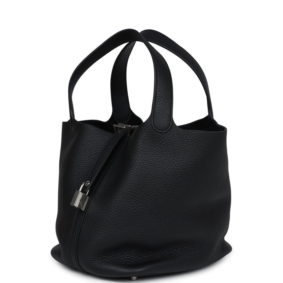 Hermes Picotin Lock 22 Black Clemence Palladium Hardware