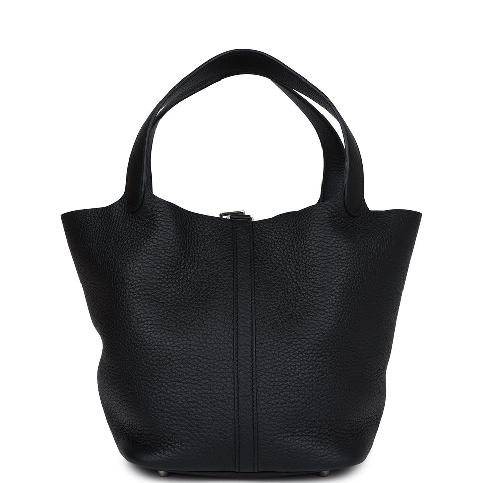 Hermes Picotin Lock 22 Black Clemence Palladium Hardware