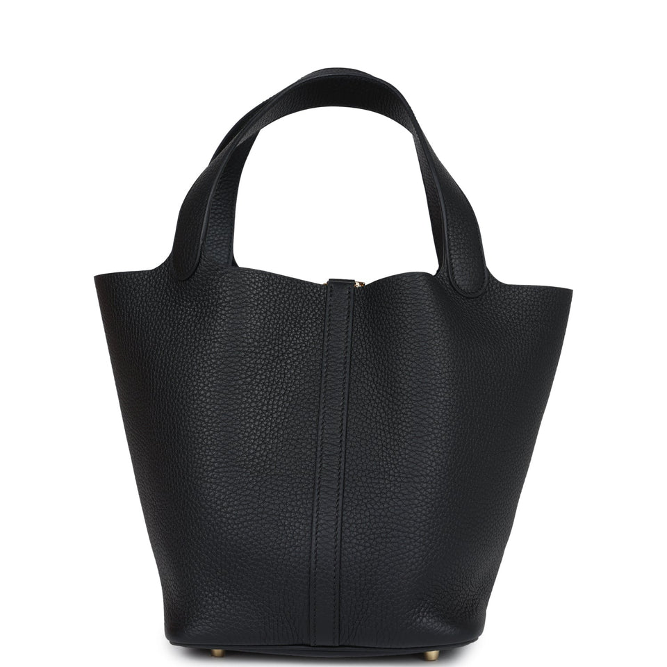 Hermes Picotin Lock 22 Black Clemence Gold Hardware