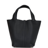 Hermes Picotin Lock 22 Black Clemence Gold Hardware