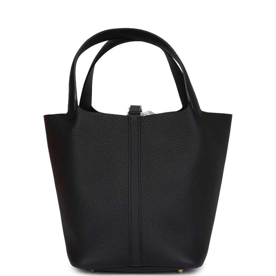 Hermes Picotin Lock 22 Black Clemence Gold Hardware