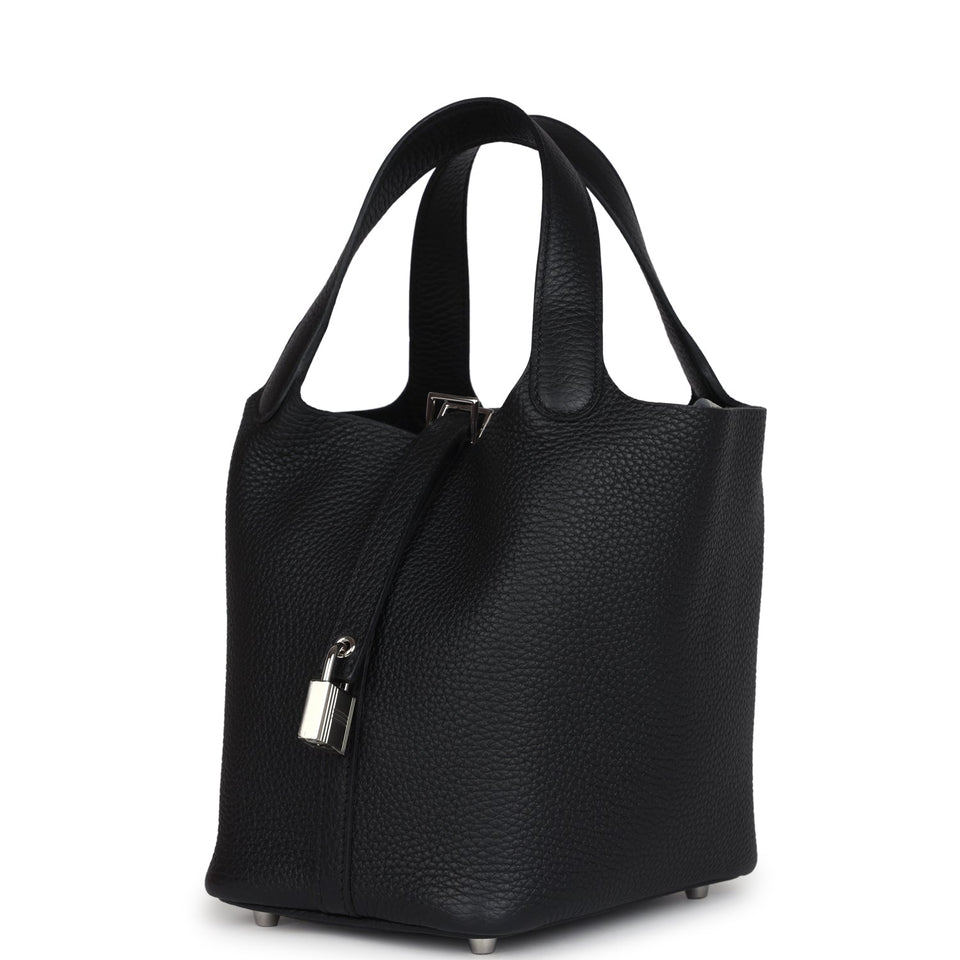 Hermes Picotin Lock 18 Black Clemence Palladium Hardware