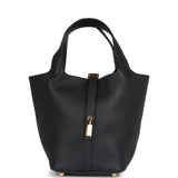 Hermes Picotin Lock 18 Black Clemence Gold Hardware