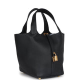 Hermes Picotin Lock 18 Black Clemence Gold Hardware