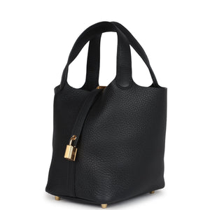 Hermes Picotin Lock 18 Black Clemence Gold Hardware