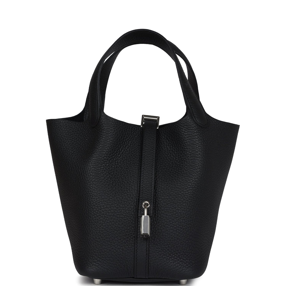 Hermes Picotin Lock 18 Black Clemence Palladium Hardware