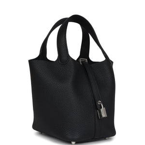 Hermes Picotin Lock 18 Black Clemence Palladium Hardware