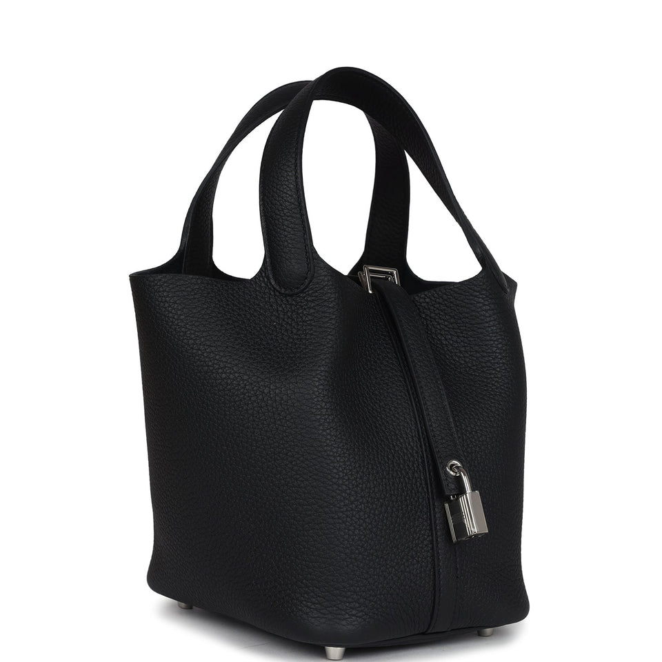 Hermes Picotin Lock 18 Black Clemence Palladium Hardware
