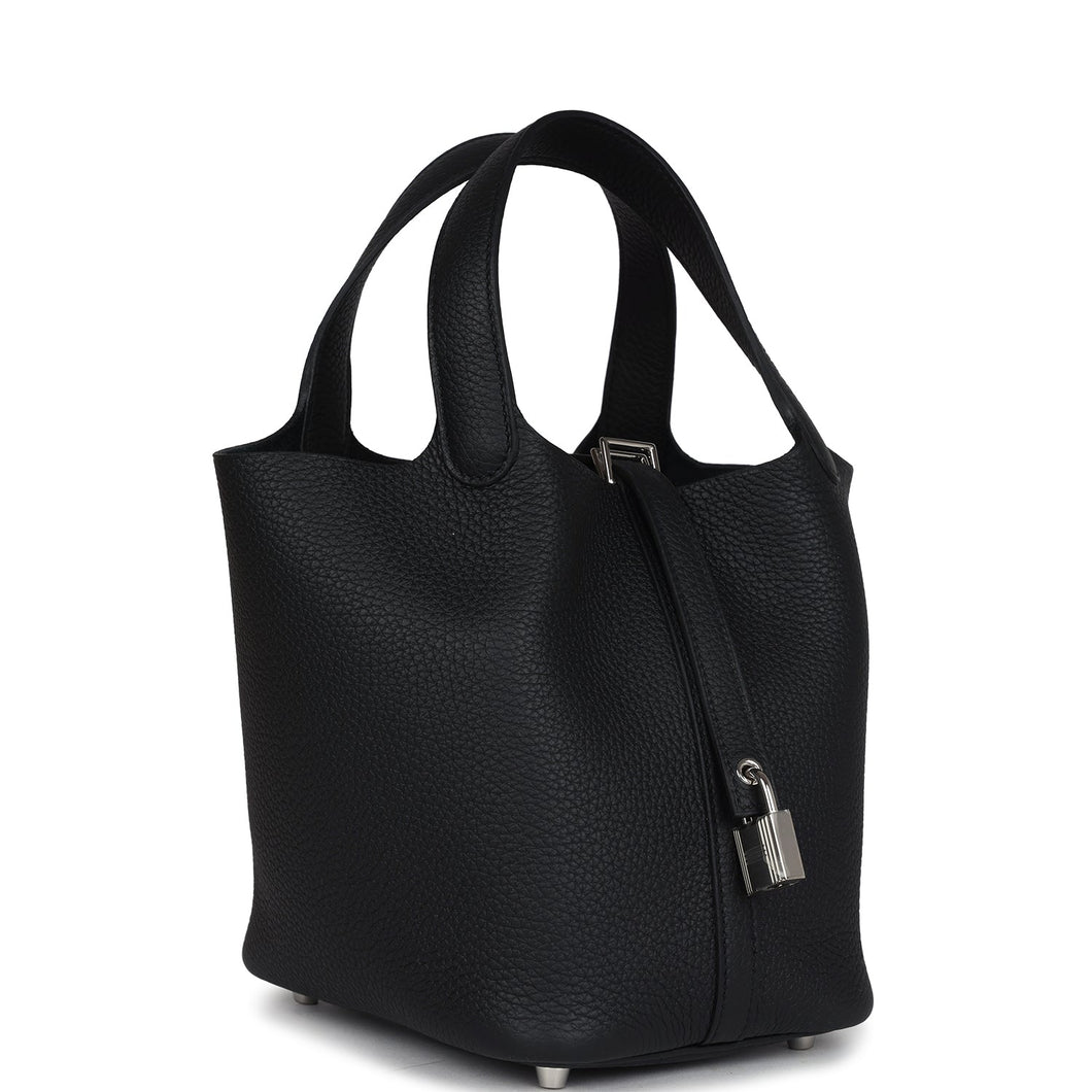 Hermes Picotin Lock 18 Black Clemence Palladium Hardware