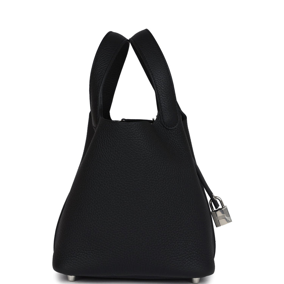 Hermes Picotin Lock 18 Black Clemence Palladium Hardware