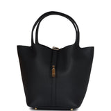 Hermes Picotin Lock 22 Black Clemence Gold Hardware