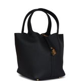 Hermes Picotin Lock 22 Black Clemence Gold Hardware