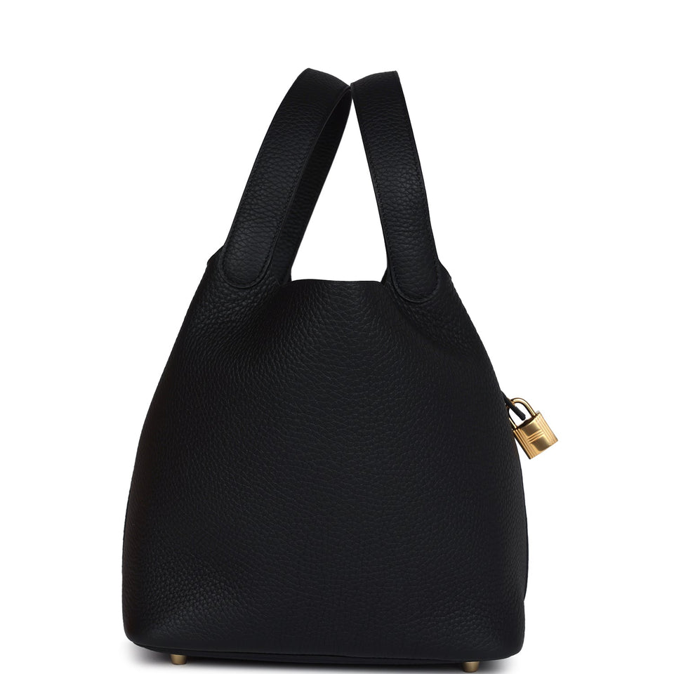 Hermes Picotin Lock 22 Black Clemence Gold Hardware