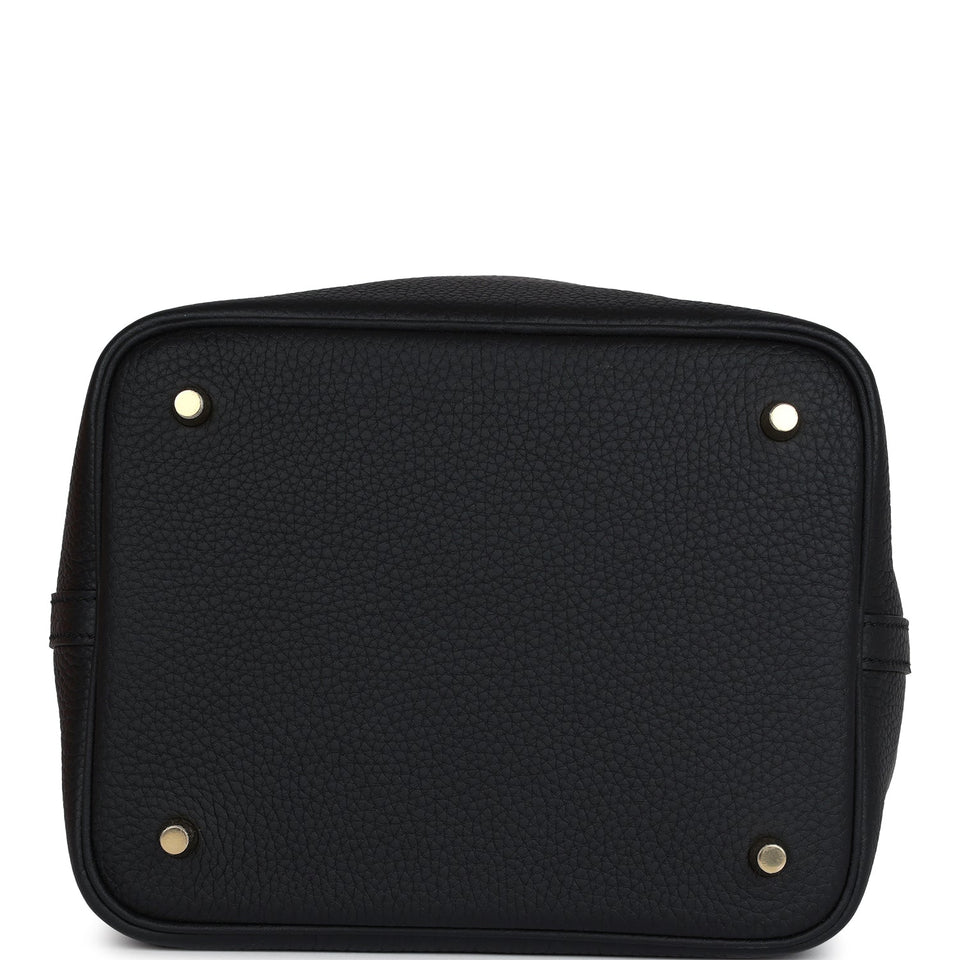 Hermes Picotin Lock 22 Black Clemence Gold Hardware