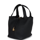 Hermes Picotin Lock 22 Black Clemence Gold Hardware