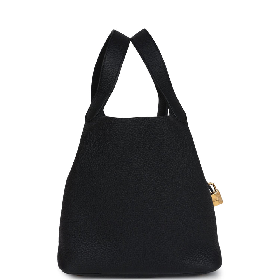 Hermes Picotin Lock 22 Black Clemence Gold Hardware