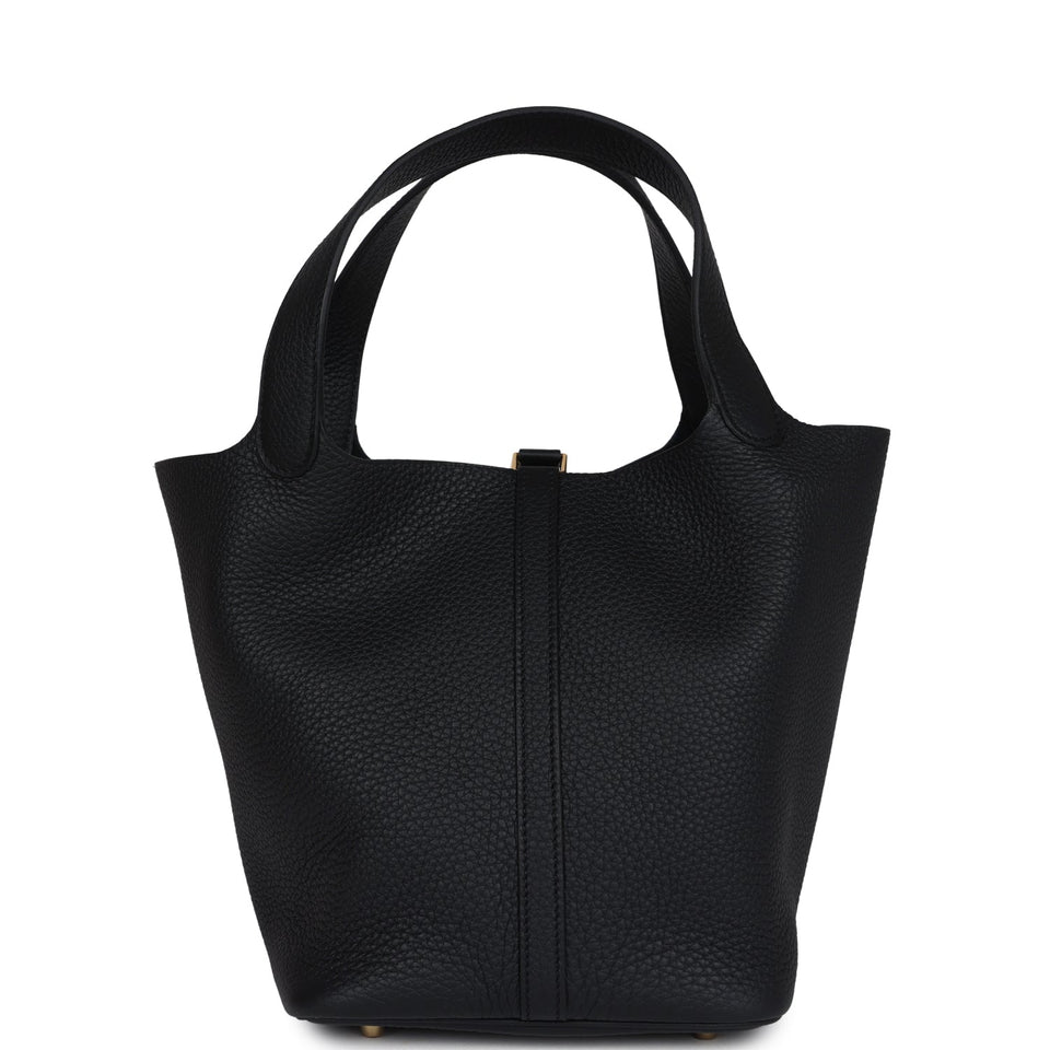 Hermes Picotin Lock 22 Black Clemence Gold Hardware