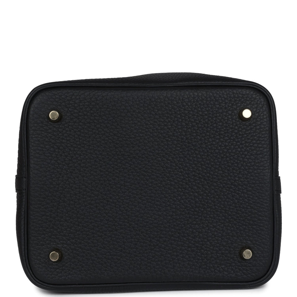 Hermes Picotin Lock 22 Black Clemence Gold Hardware
