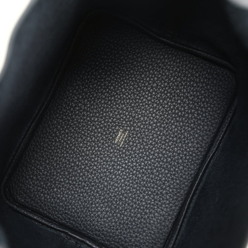 Hermes Picotin Lock 22 Black Clemence Gold Hardware