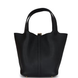 Hermes Picotin Lock 22 Black Clemence Gold Hardware