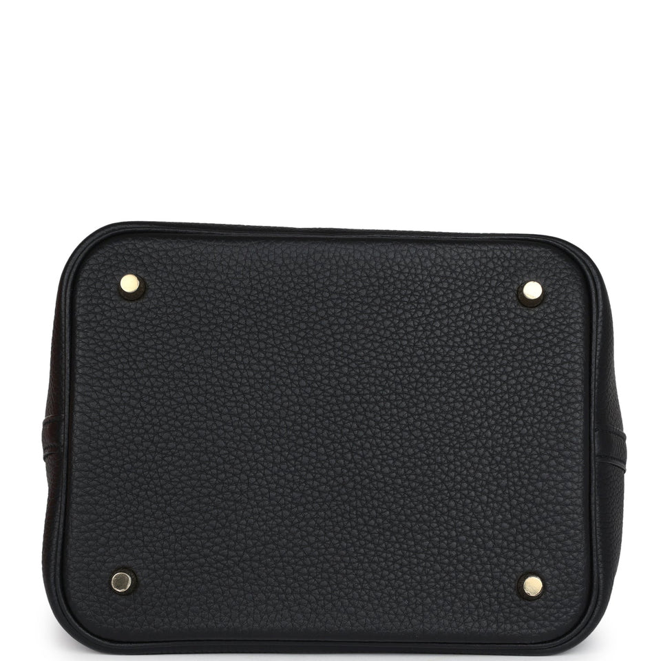 Hermes Picotin Lock 22 Black Clemence Gold Hardware