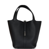 Hermes Picotin Lock 22 Black Clemence Palladium Hardware