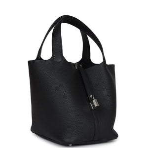 Hermes Picotin Lock 22 Black Clemence Palladium Hardware