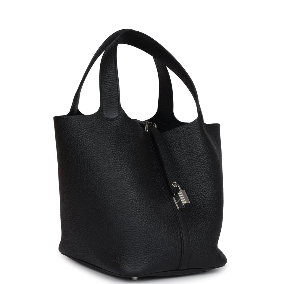 Hermes Picotin Lock 22 Black Clemence Palladium Hardware