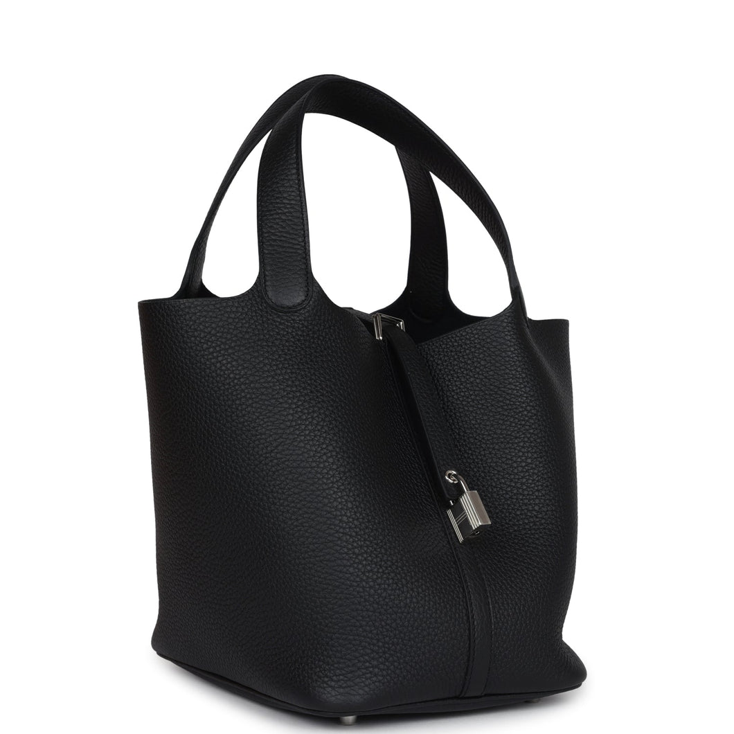 Hermes Picotin Lock 22 Black Clemence Palladium Hardware
