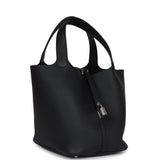 Hermes Picotin Lock 22 Black Clemence Palladium Hardware